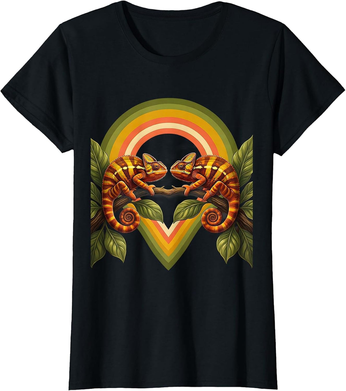 Women's Twin Day Mirrored Chameleons Spirit Week Design T-Shirt - Black