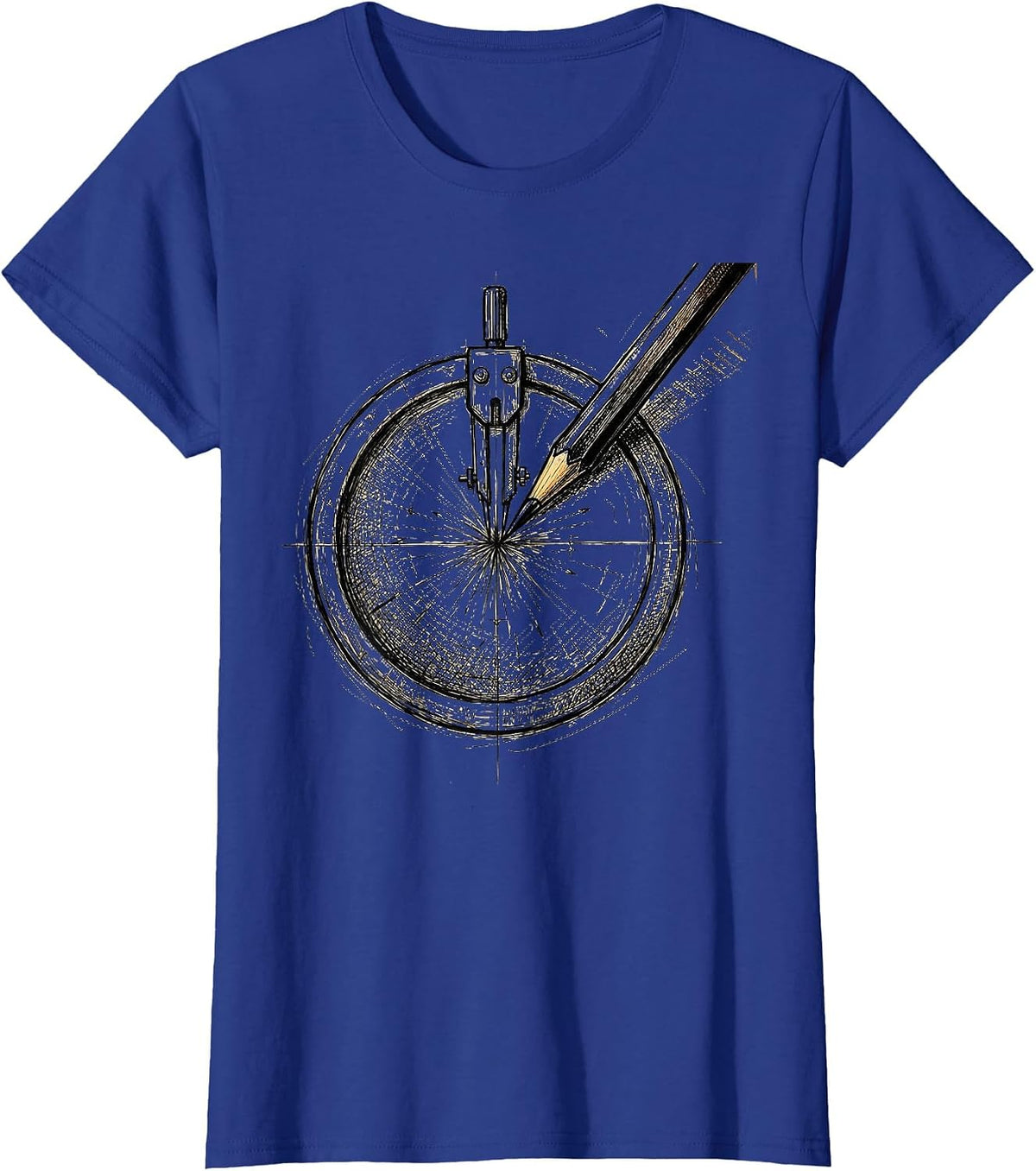 Women's Compass Drawing a Perfect Circle Graphic T-Shirt - Royal Blue