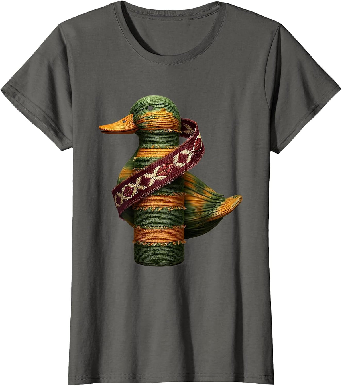 Women's Camo Duck Call Hunting Graphic Tee T-Shirt - Asphalt Grey