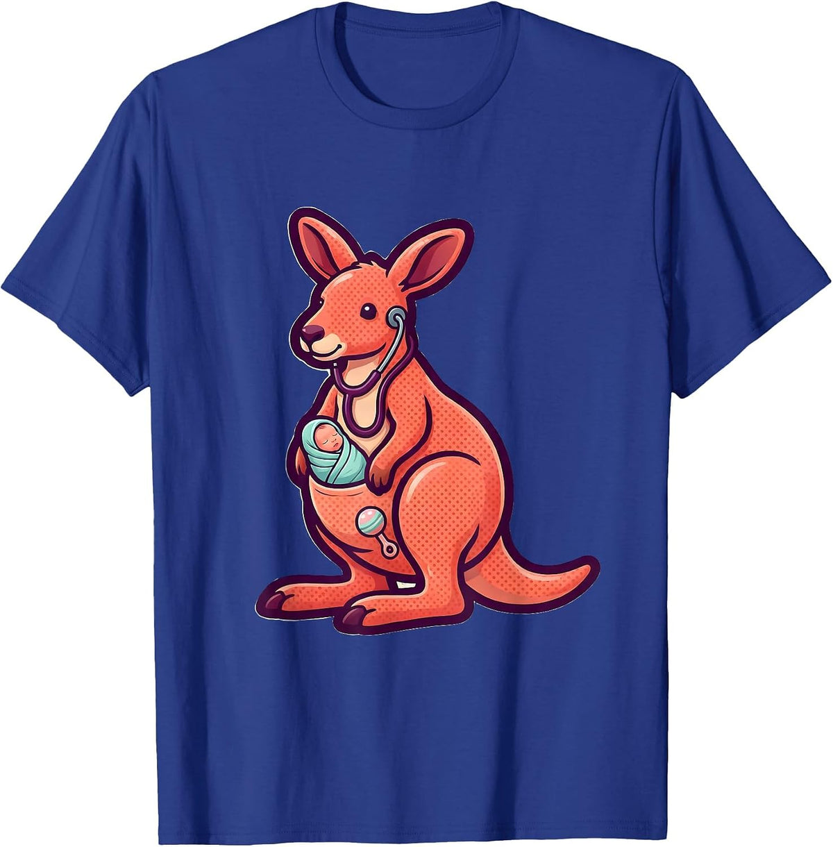 Men's Kangaroo NICU Nurse Cute Animal Bubble-Letter Pediatric T-Shirt - Royal Blue