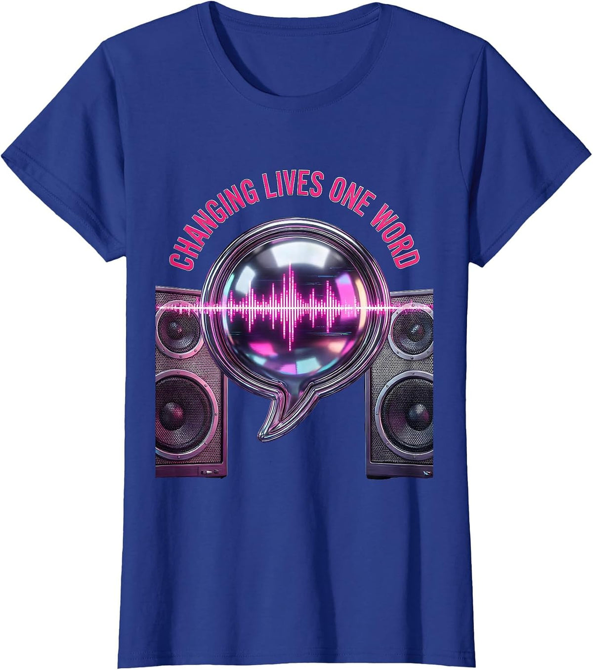 Women's Changing Lives One Word Speech Therapy Design T-Shirt - Royal Blue