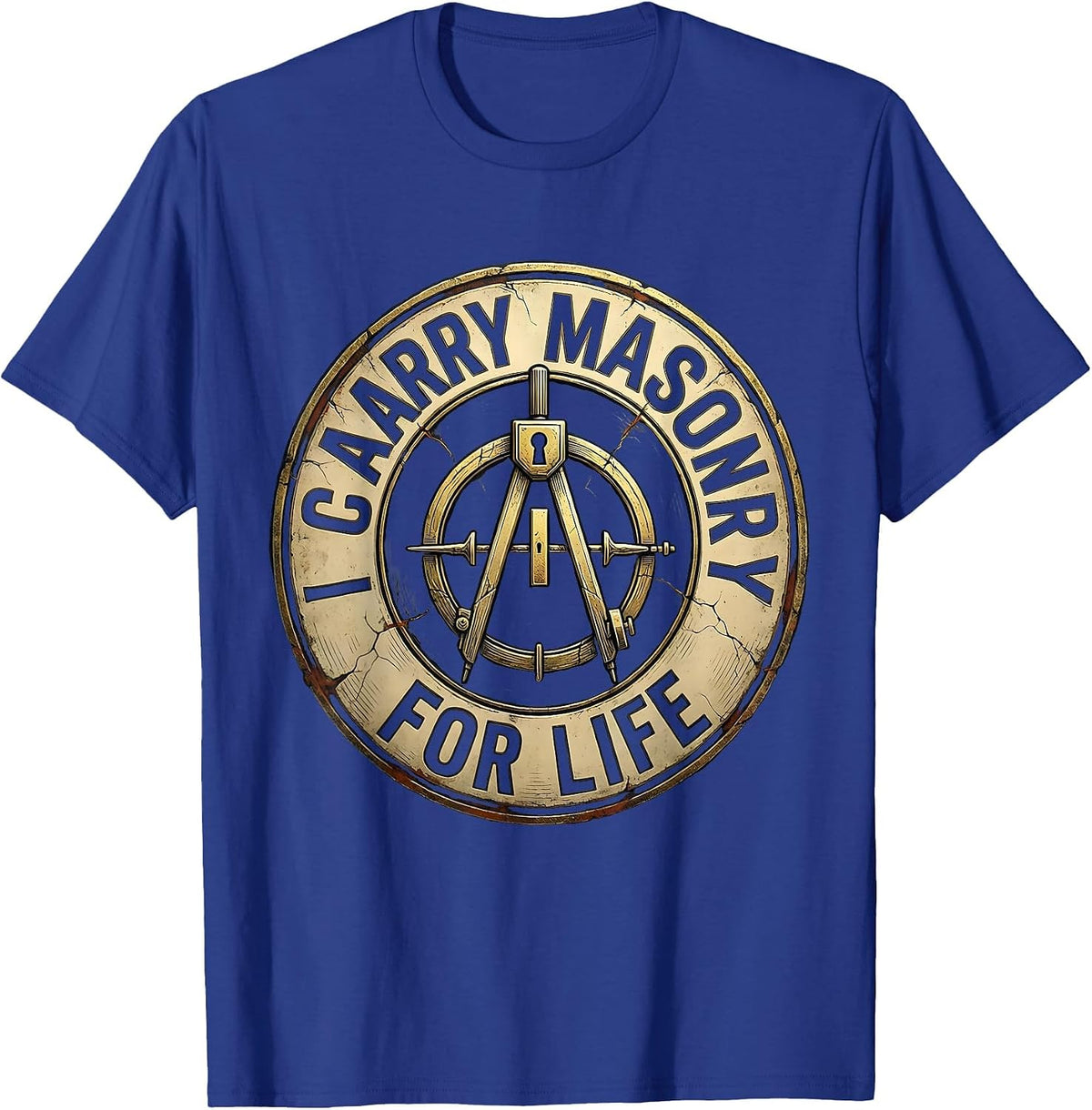 Men's I Carry Masonry For Life Distressed Freemason Square T-Shirt - Royal Blue