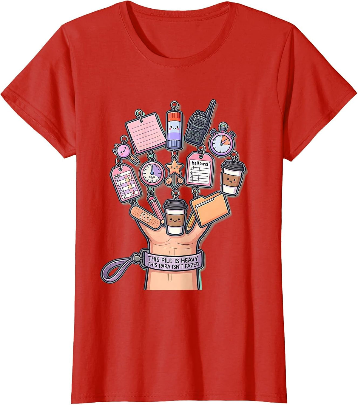 This Pile Is Heavy This Para Isn't Fazed Funny T-Shirt - Red