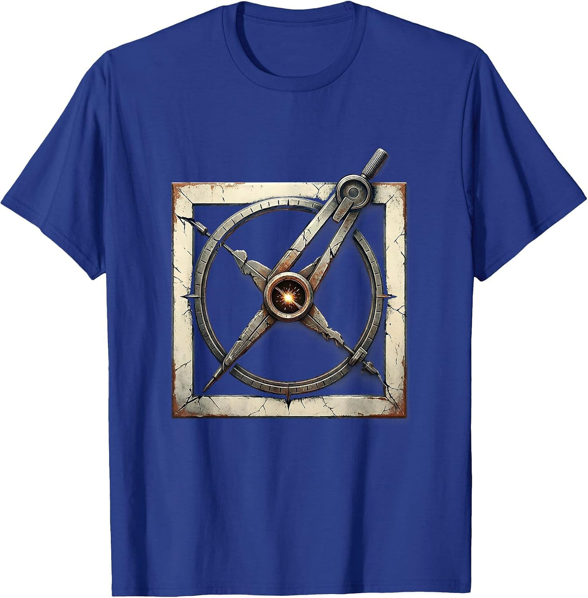 Men's Square and Compass Distressed Freemason Fraternal Pride T-Shirt - Royal Blue