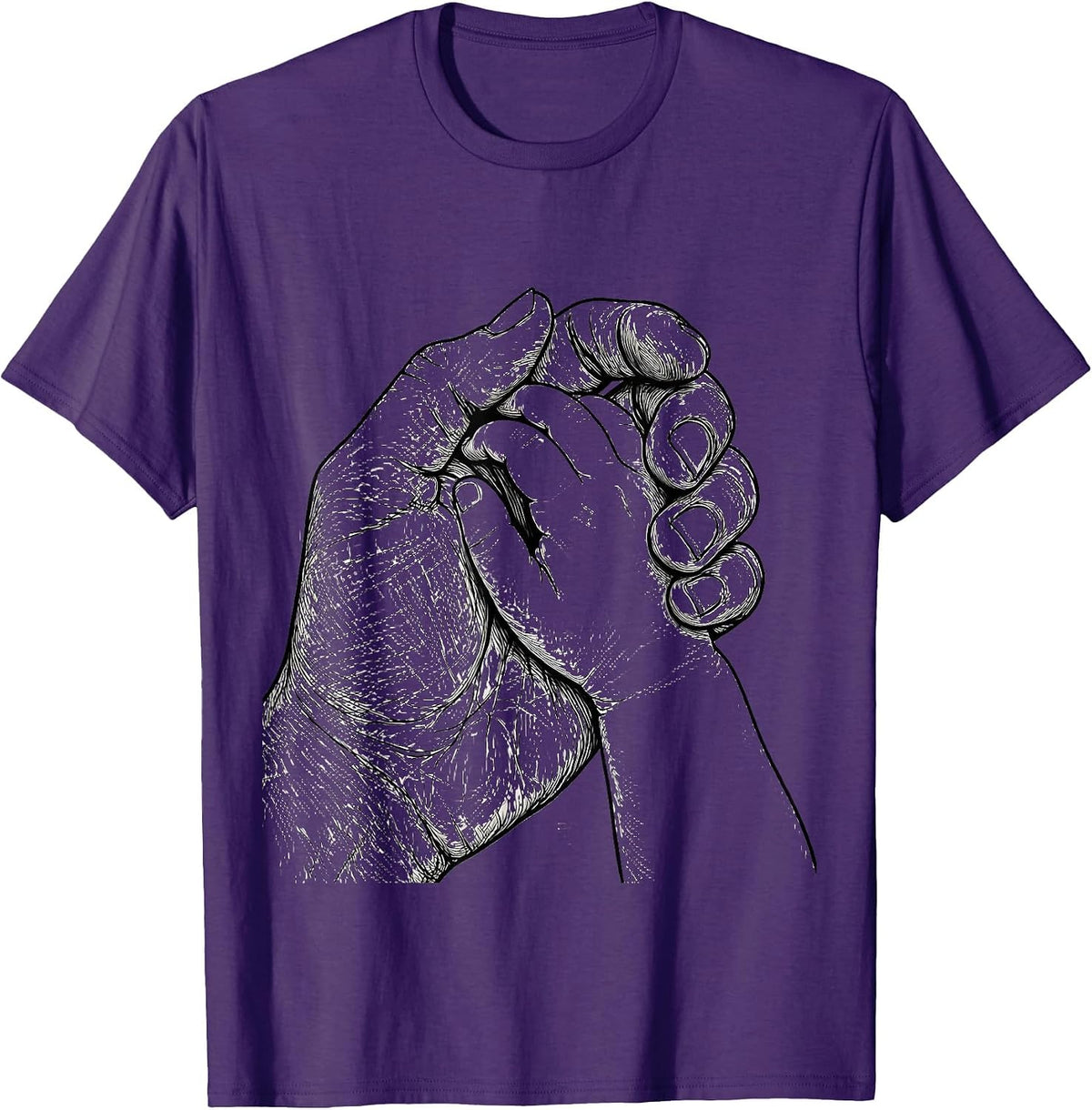 Social Worker Child Hand in Hand Illustration T-Shirt - Purple