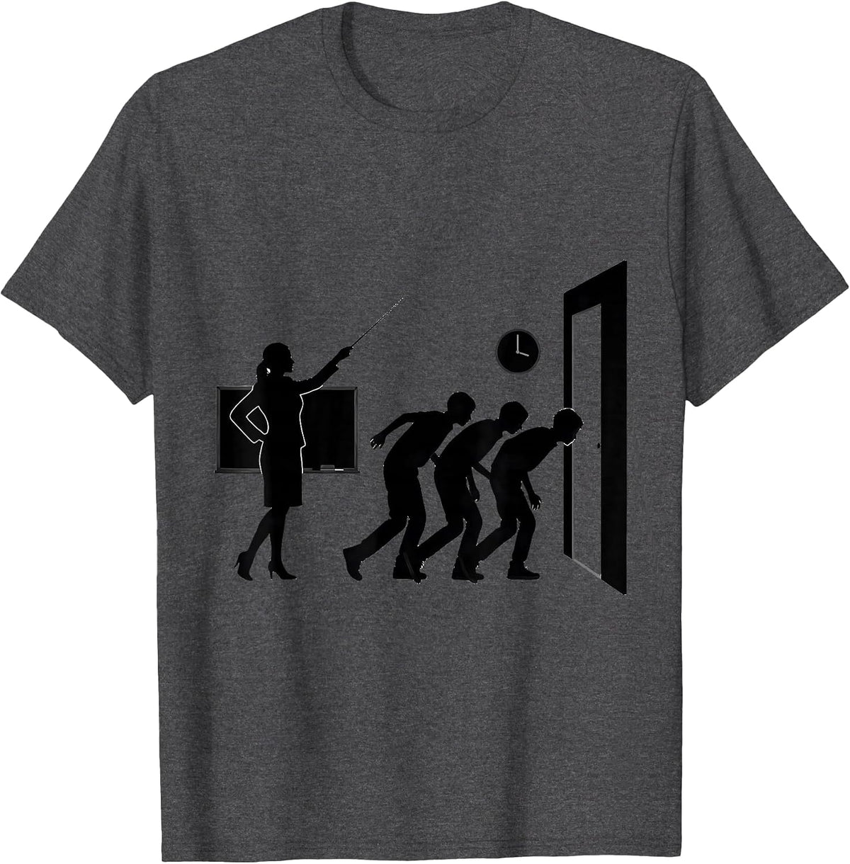 Men's Teacher Silhouette School Day Staff Gift Back To School T-Shirt - Dark Heather Grey