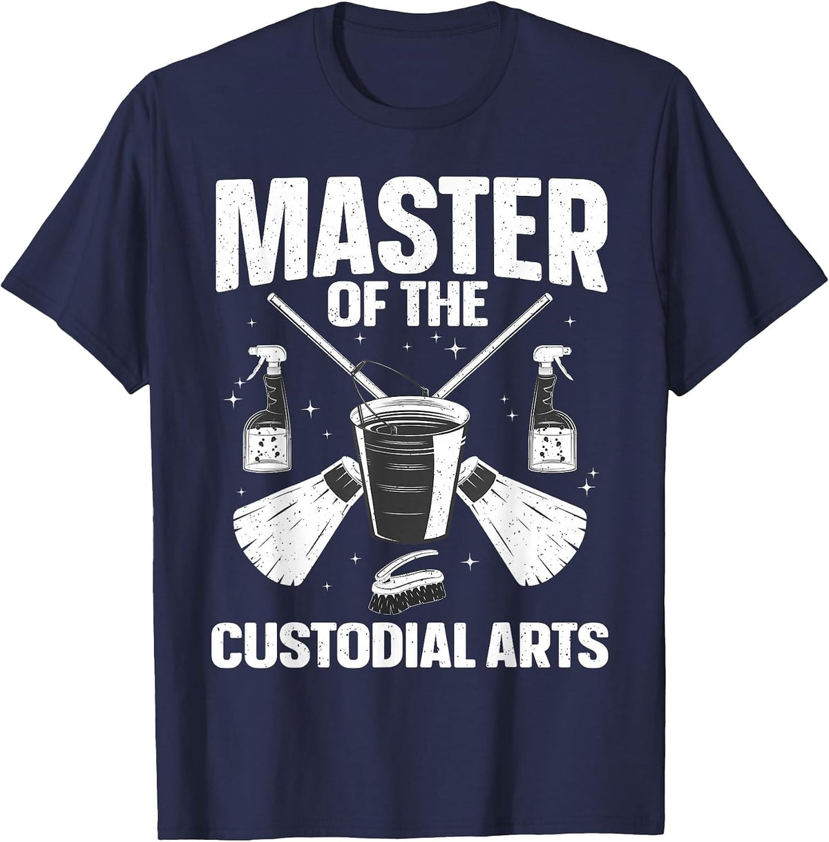 School Custodian Design for Men Women Cleaning Janitor T-Shirt - Navy Blue