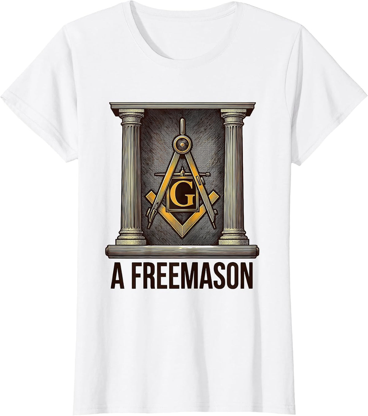 A Freemason Crosshatch Etching Masonic Lodge Member Gift T-Shirt - White