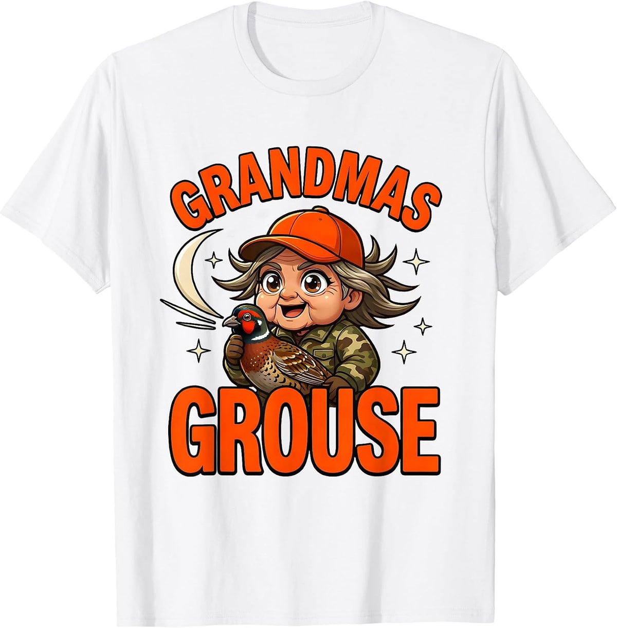 Men's GRANDMAS GROUSE Funny Hunting Grandma Deer Duck Hunter Gift T-Shirt - White