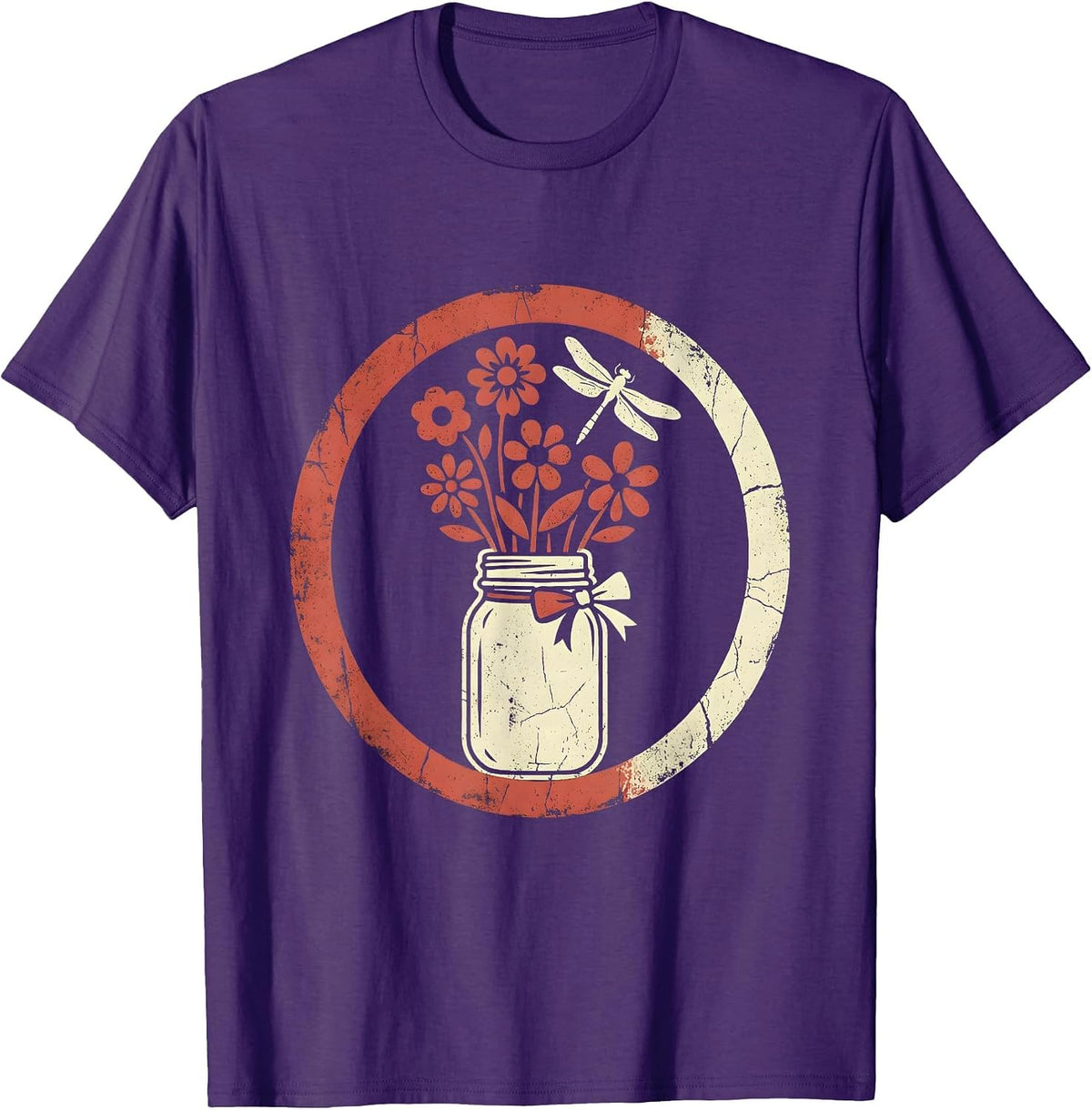 Jesus and America Mason Jar Wildflowers Design T-Shirt - Purple