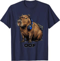 Oof Funny Capybara Gamer Meme Humor Cute T-Shirt - Navy Blue