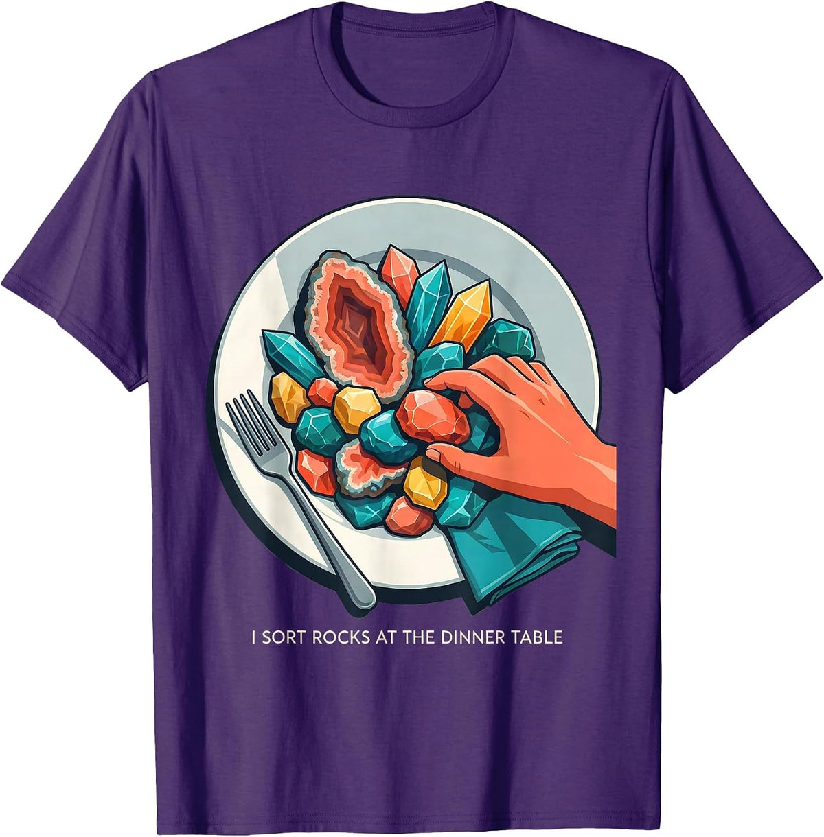 I Sort Rocks At The Dinner Table Funny Geology Rock T-Shirt - Purple