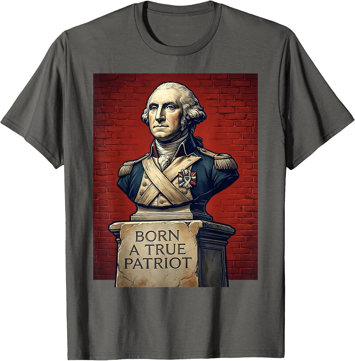 Born a True Patriot George Washington Design T-Shirt - Asphalt Grey