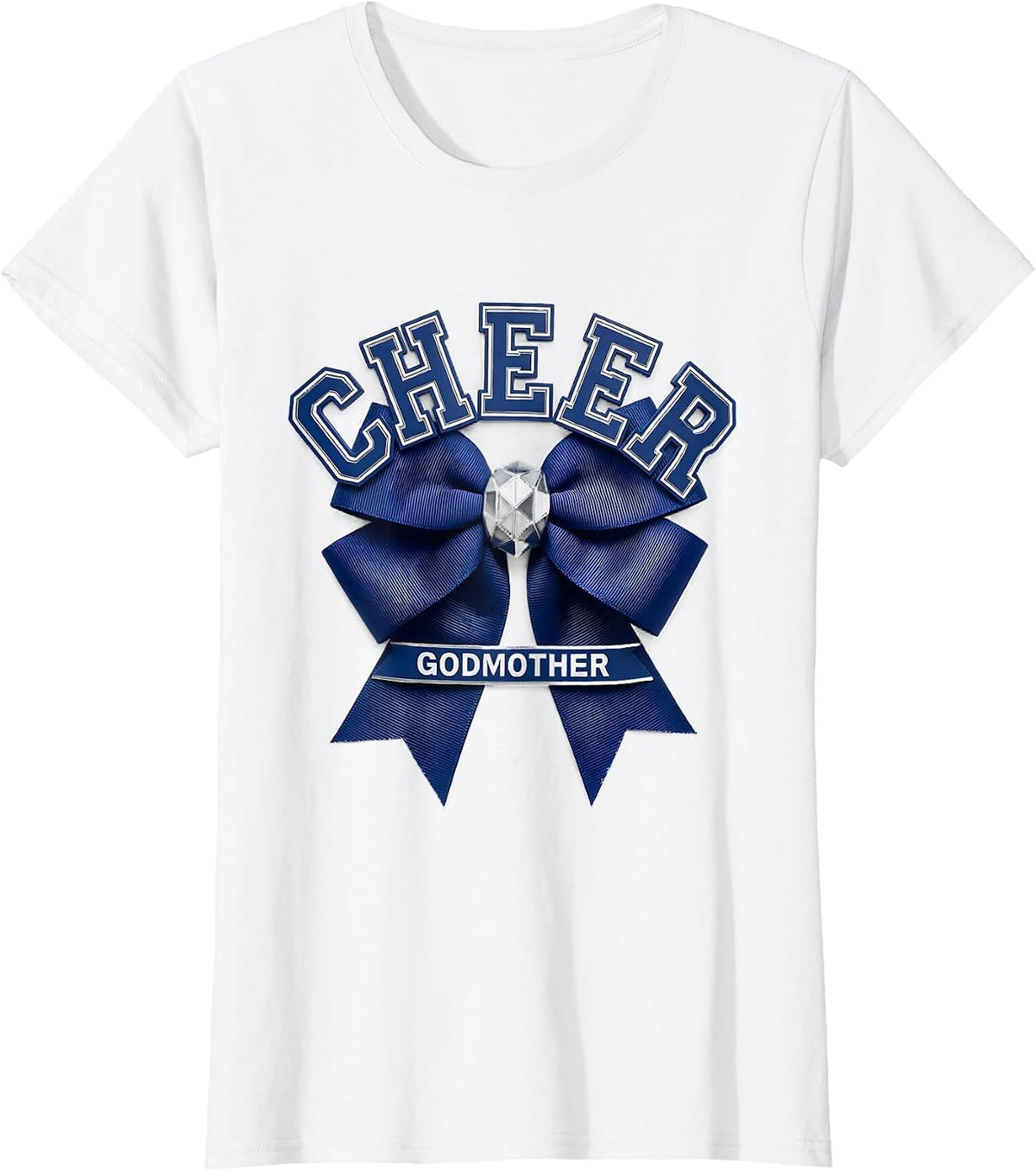 Cheer Godmother Coquette Bow Sport Cheerleader Team Spirit T-Shirt - White