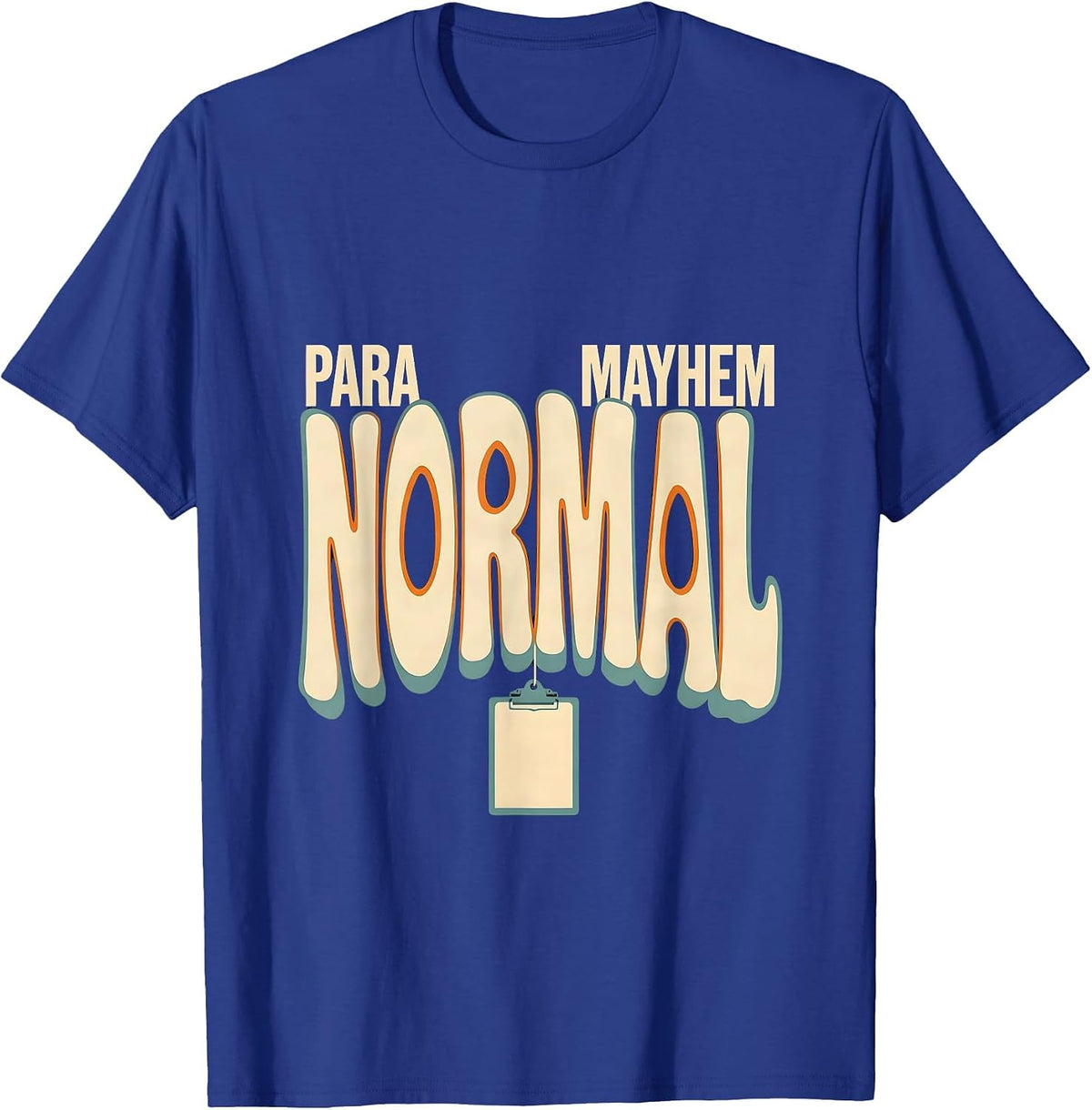 Men's Para Normal Mayhem Screenprint Ghost Paraeducator Halloween T-Shirt - Royal Blue