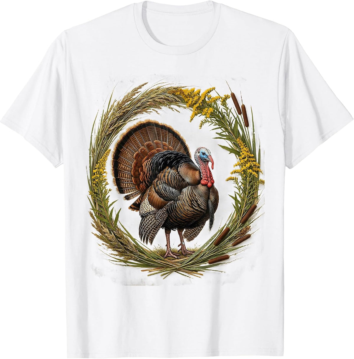 Men's Turkey Strutting Through Misty Morning Field T-Shirt - White