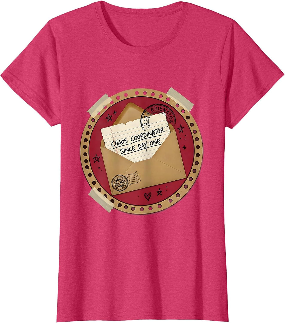 Women's Chaos Coordinator Since Day One Dad Design T-Shirt - Red Heather