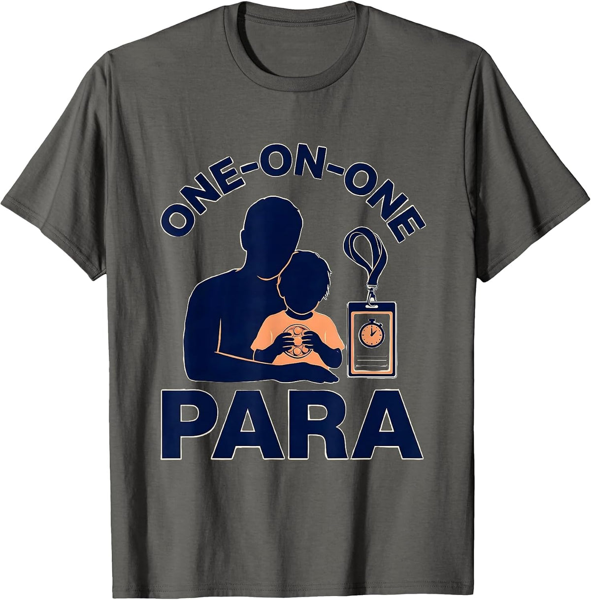 Men's One-On-One Para Funny Paraprofessional Back To School T-Shirt - Asphalt Grey