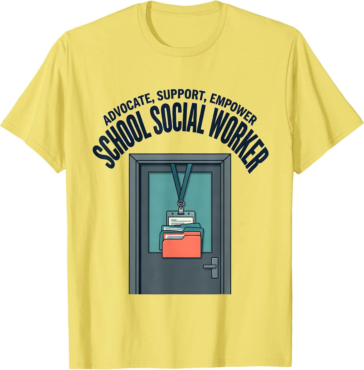 Men's Advocate Support Empower School Social Worker Funny T-Shirt - Lemon Yellow