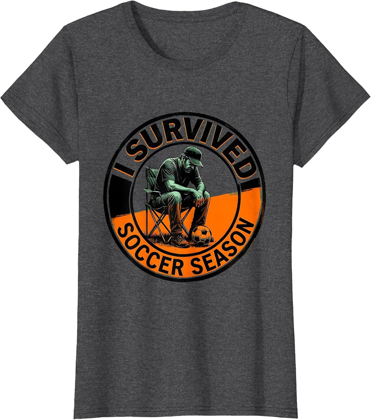 Women's I Survived Soccer Season Soccer Dad Design T-Shirt - Dark Heather Grey