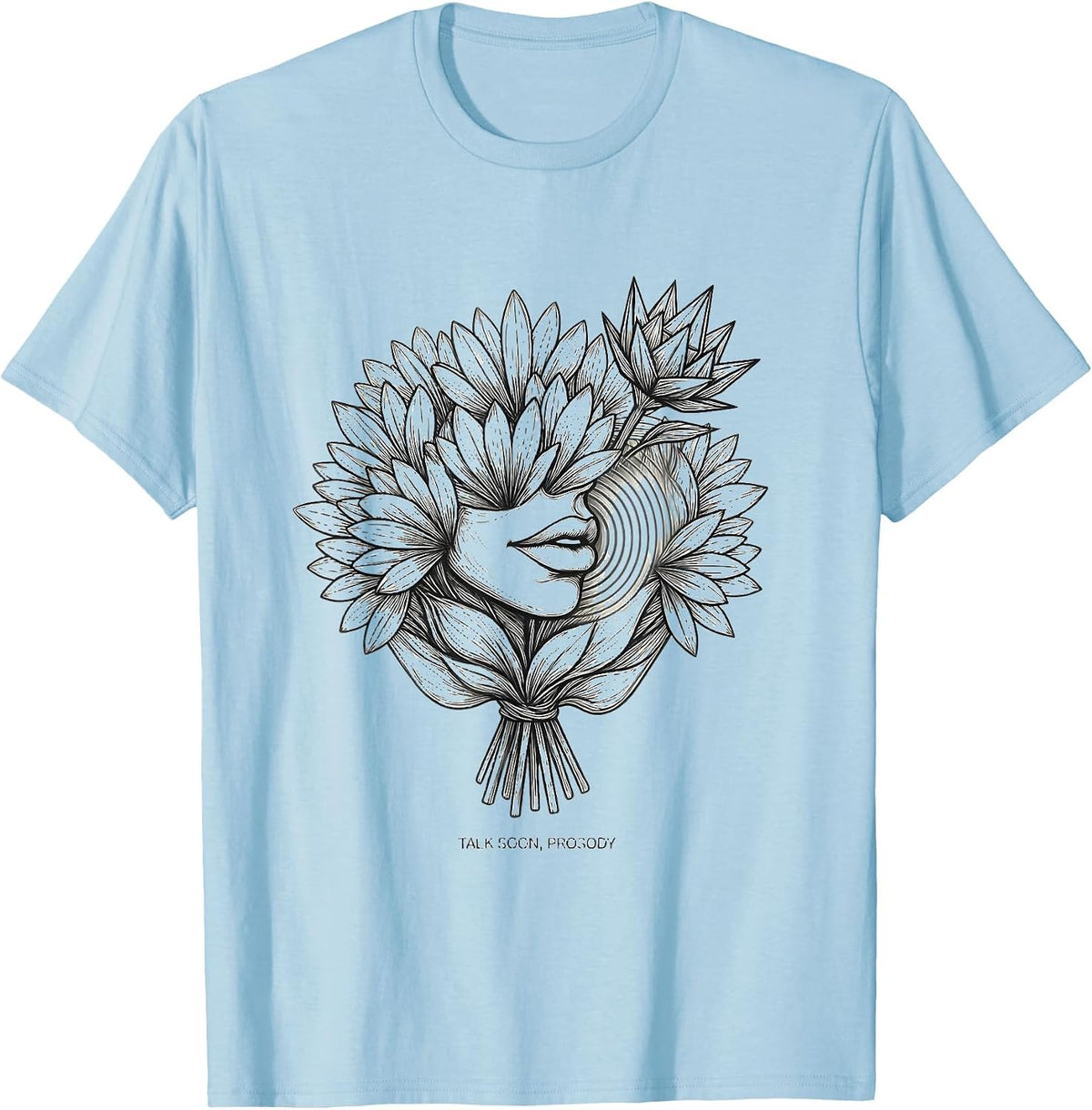 Men's Talk Soon Prosody Retro Floral Speech Language Pathologist T-Shirt - Baby Blue