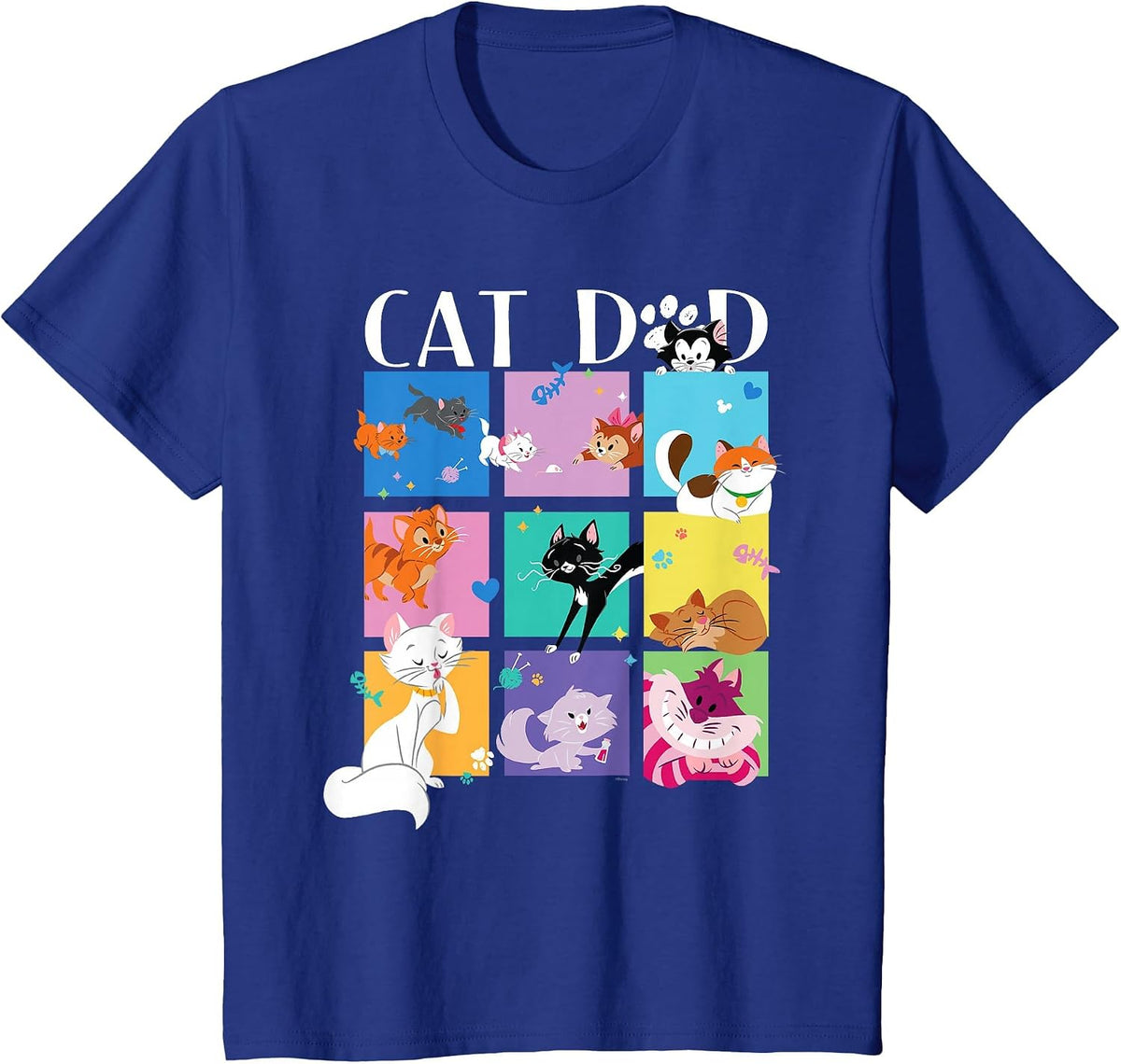 Disney Cat Dad Pet Parent Animated Disney Cats T-Shirt - Royal Blue