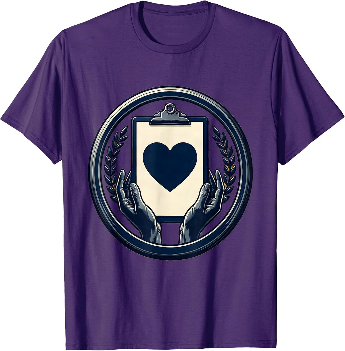 Social Worker Clipboard Heart Graphic Design Gift T-Shirt - Purple