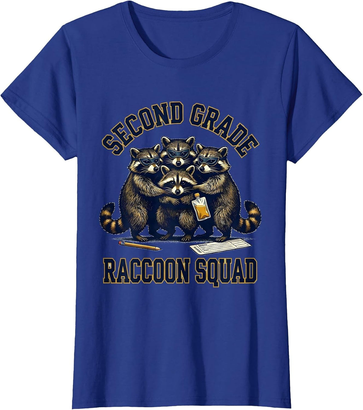 Women's Second Grade Raccoon Squad Funny Teacher Back to School T-Shirt - Royal Blue