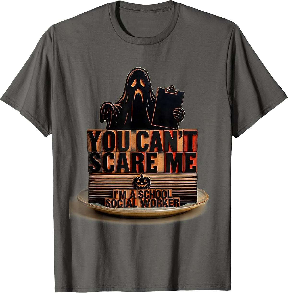 Men's You Can't Scare Me, I'm A School Social Worker Halloween T-Shirt - Asphalt Grey