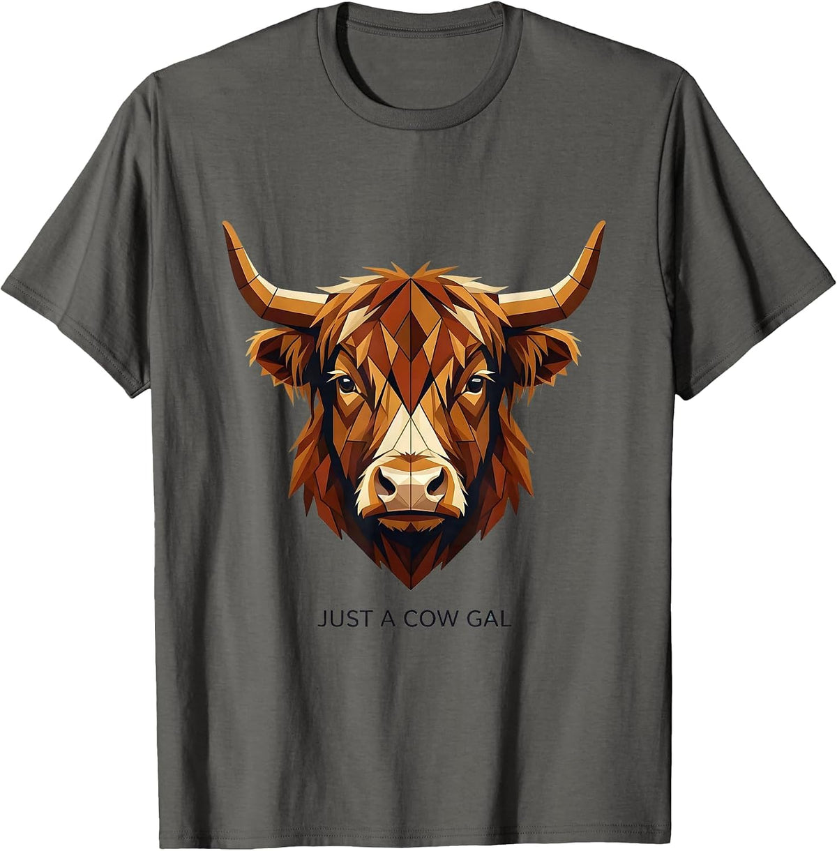 Men's Just a Cow Gal Highland Cow Design T-Shirt - Asphalt Grey