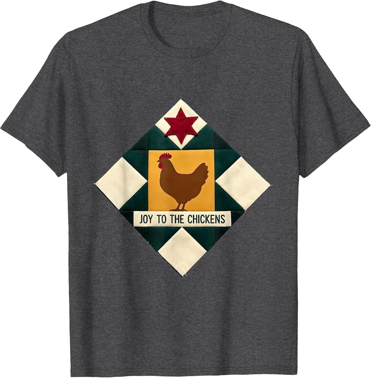 Men's Joy To The Chickens Funny Farm Christmas Chicken Lover Gift T-Shirt - Dark Heather Grey