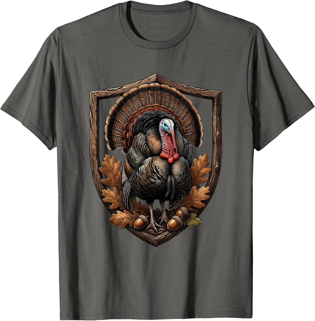 Men's Wild Turkey Strutting Camo Graphic Tee T-Shirt - Asphalt Grey