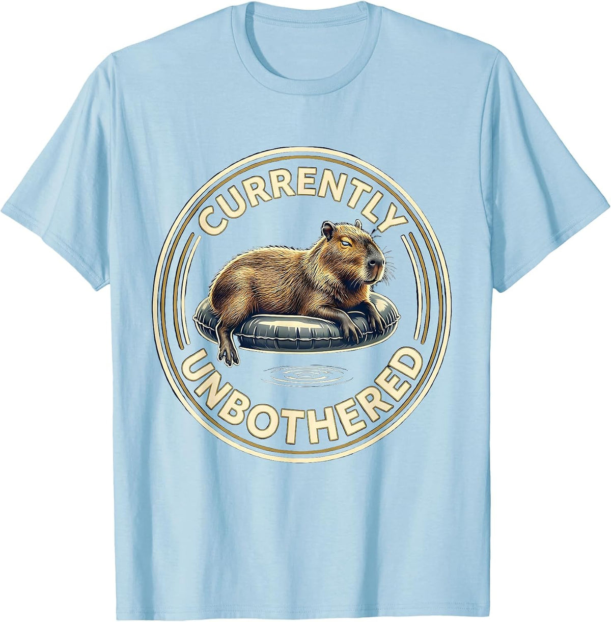 Men's Currently Unbothered Bold Capybara Meme Animal Lover Humor T-Shirt - Baby Blue