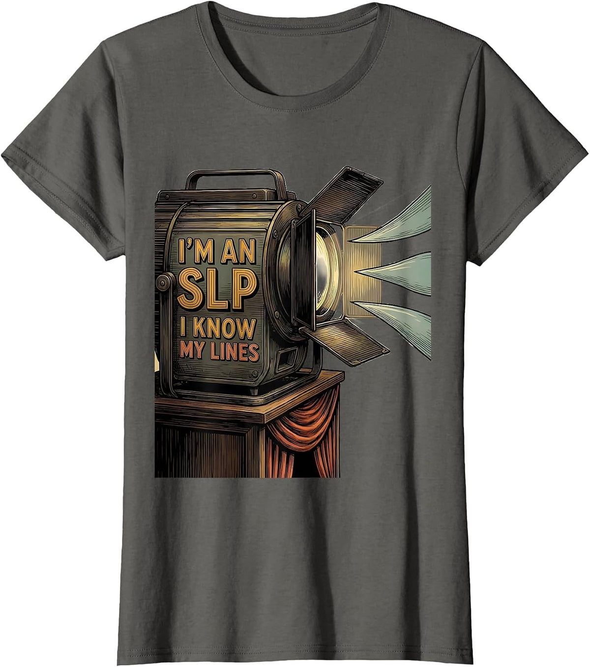 Women's I'm an SLP, I Know My Lines Retro Humor Speech Language T-Shirt - Asphalt Grey