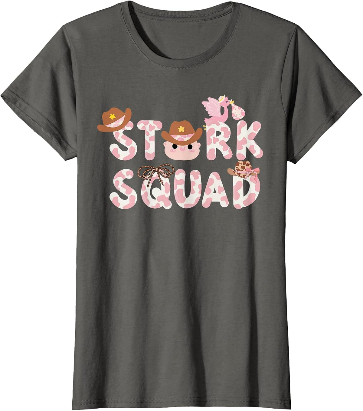 Western Labor and Delivery Nurse Stork Squad Nurse Week T-Shirt - Asphalt Grey
