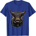 Highland Cow Linocut Spooky Halloween Humor T-Shirt - Royal Blue