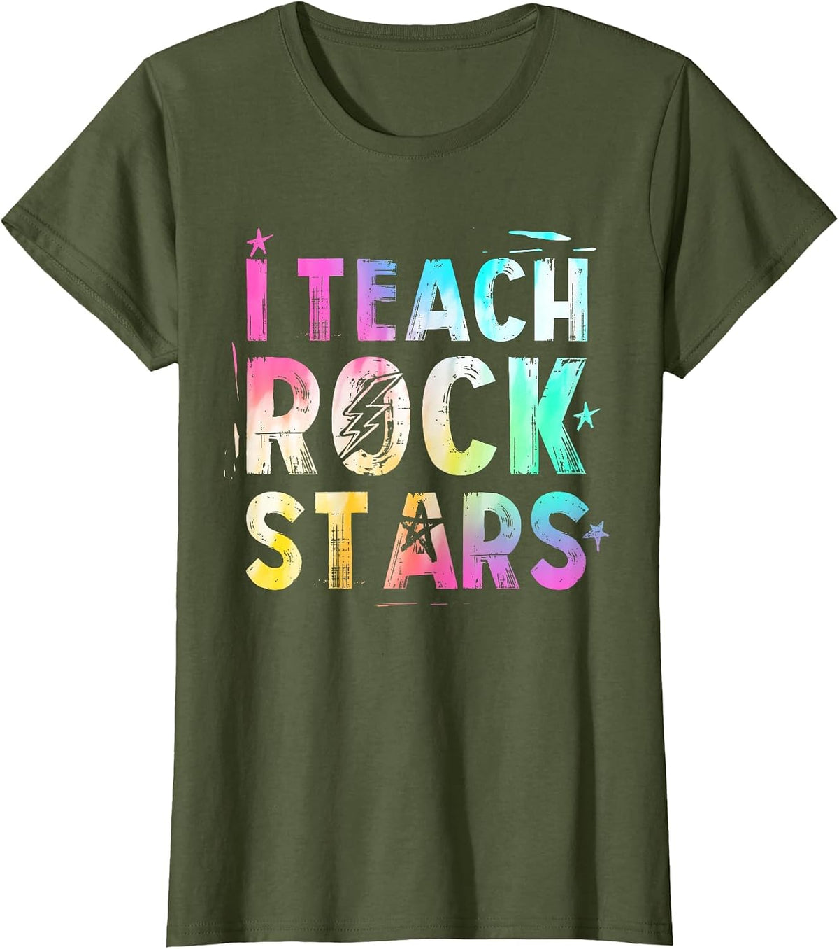 I Teach Rockstars Music Teacher Back to School Men Women T-Shirt - Olive Green