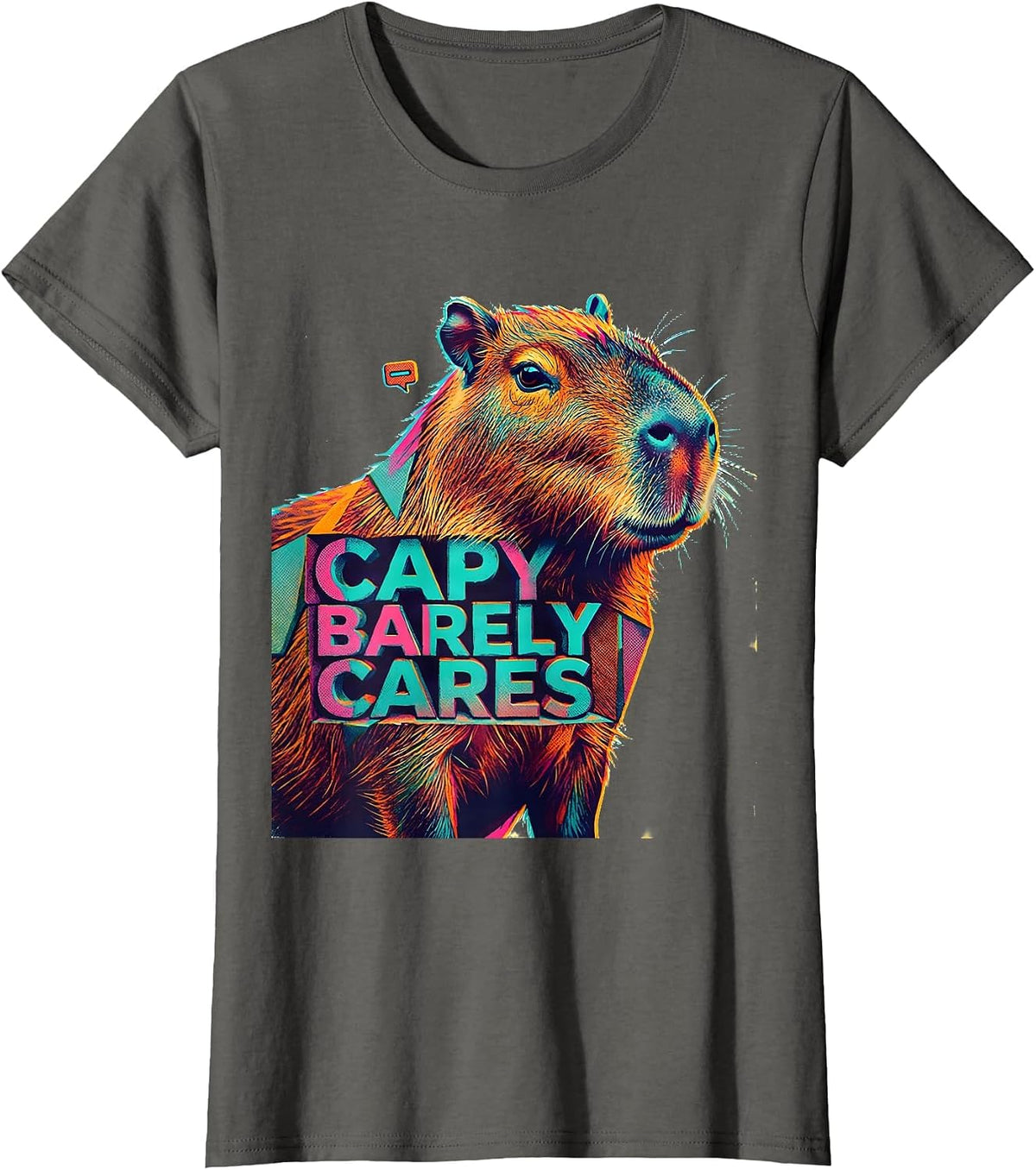 Women's Capy Barely Cares Funny Animal Meme Capybara Humor T-Shirt - Asphalt Grey