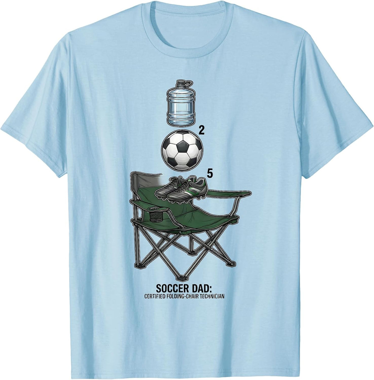 Men's Soccer Dad: Certified Folding-Chair Technician Dad T-Shirt - Baby Blue