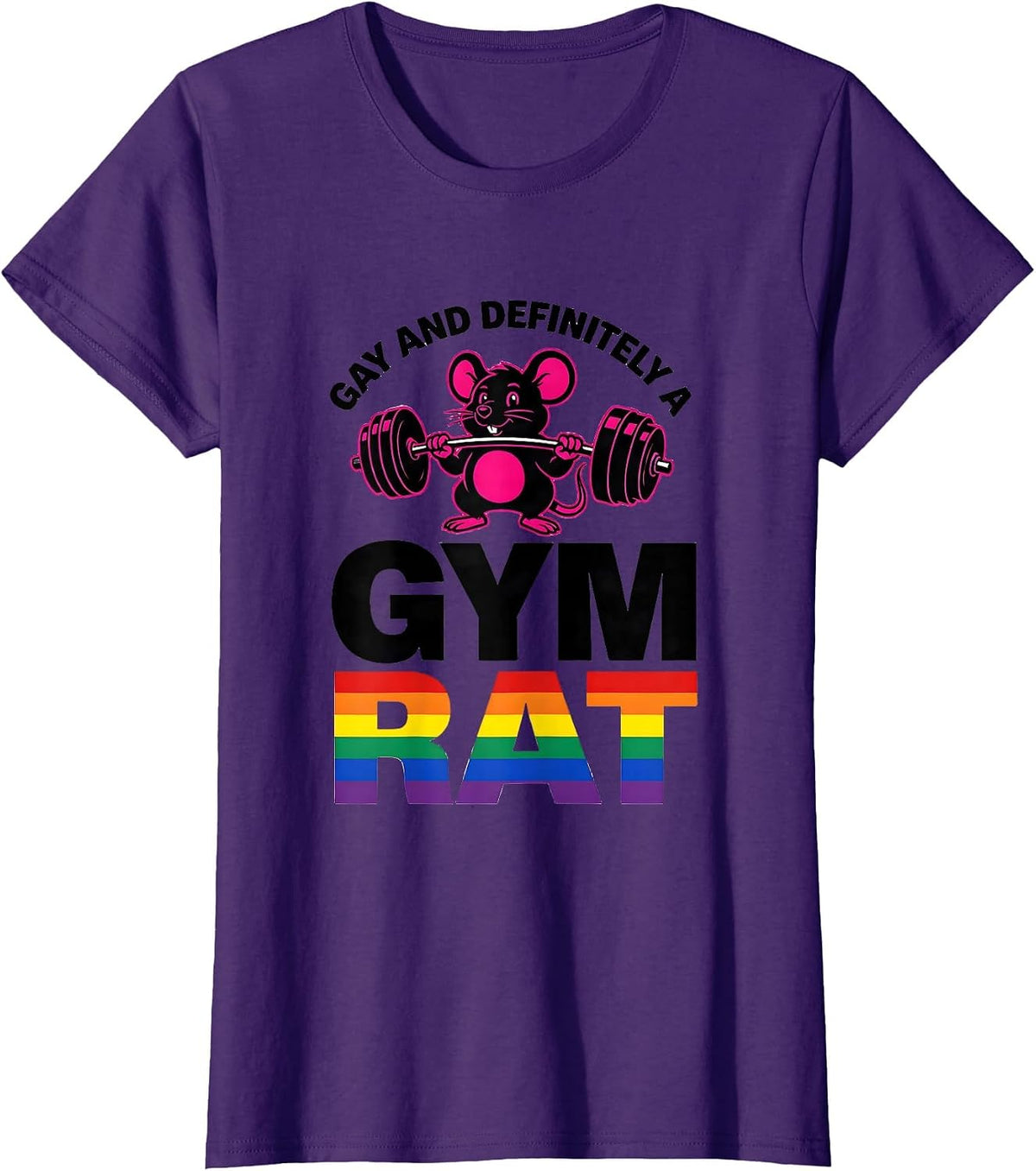 Women's Gay And Definitely A Gym Rat Funny LGBTQ Pride Humor T-Shirt - Purple