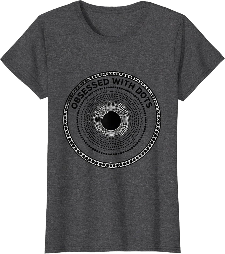 Women's Obsessed With Dots Quirky Pattern Design T-Shirt - Dark Heather Grey