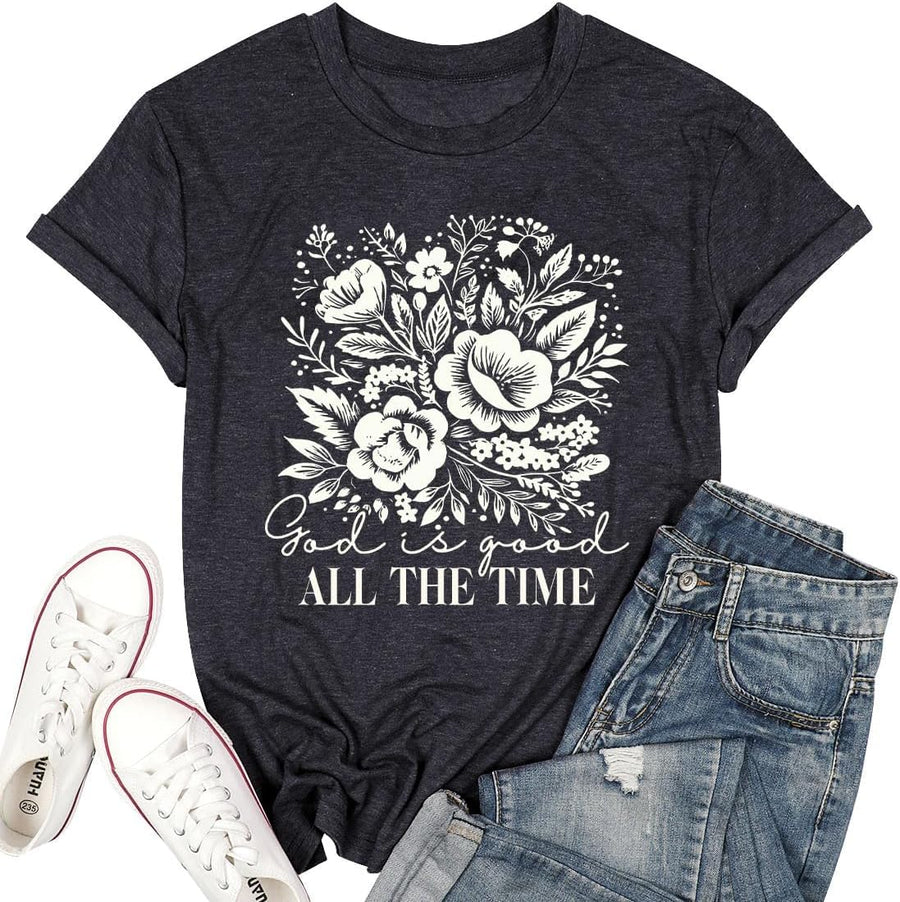Eatbook Christian Shirts for Women Faith Jesus Bible Verse Graphic Tee - Darkgrey3