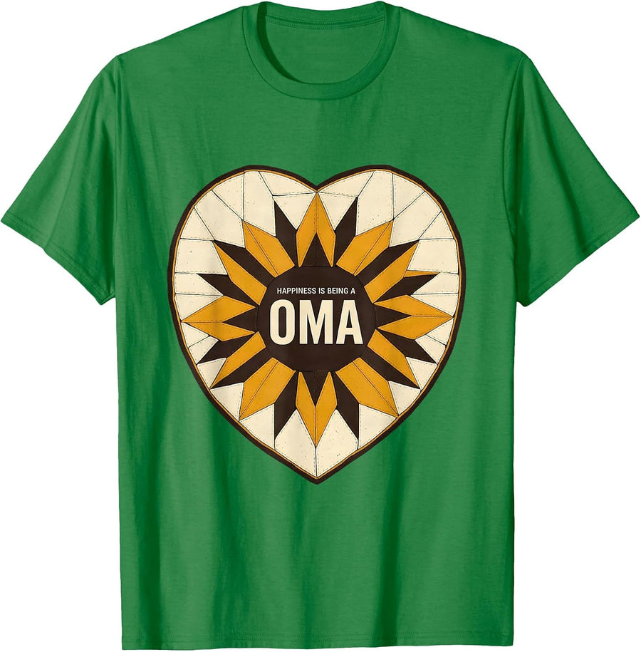 Men's Happiness Is Being A Oma Sunflower Heart Grandma Mother's T-Shirt - Kelly Green