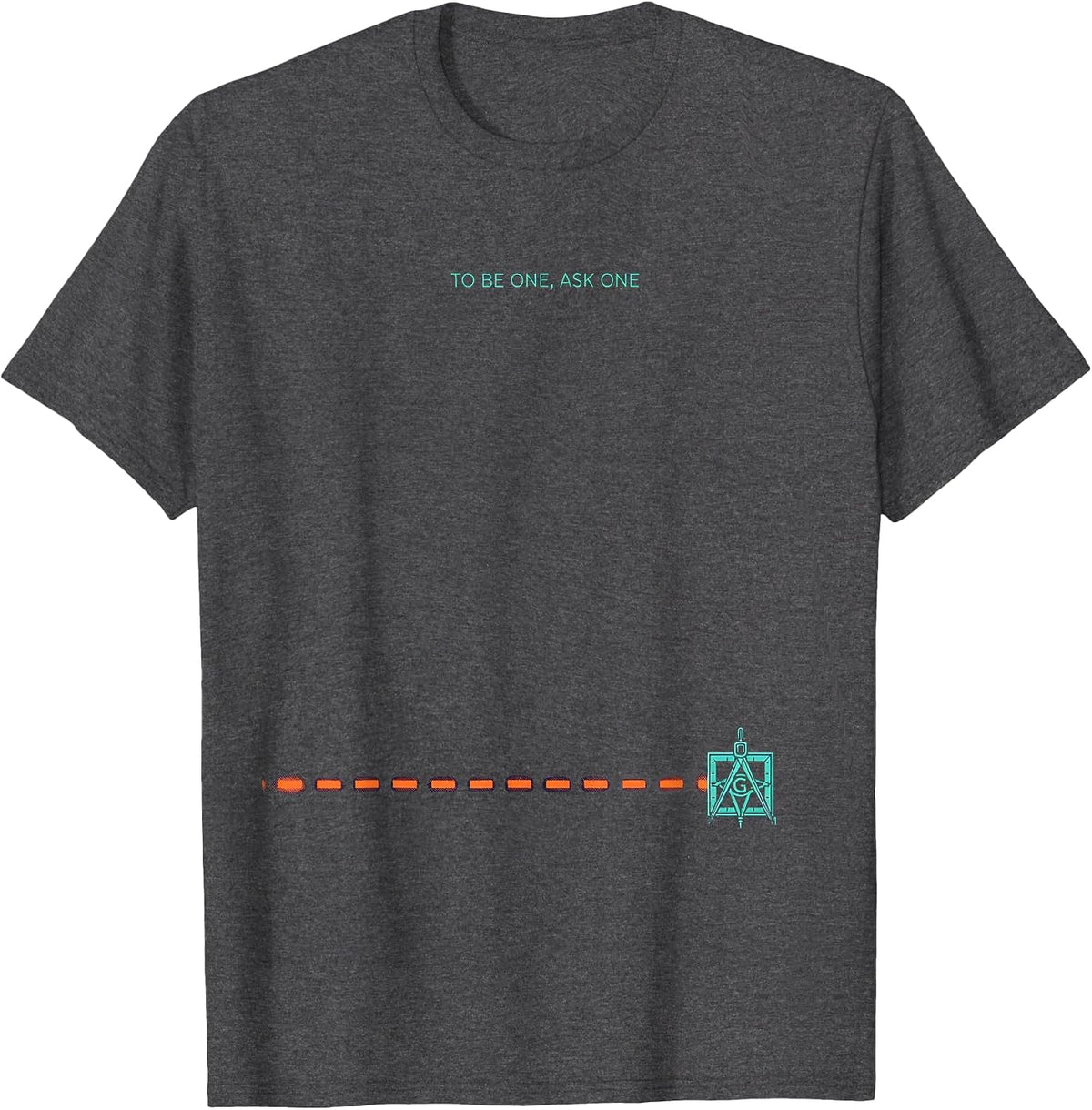 To Be One Ask One Risograph Freemason Square Compass T-Shirt - Dark Heather Grey