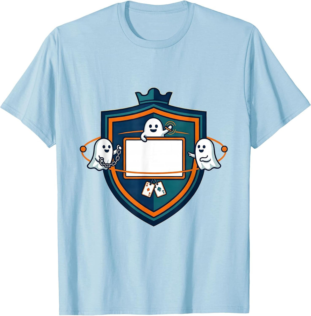 Men's Shield Ghost Behavior Clinician Halloween Boo Crew T-Shirt - Baby Blue