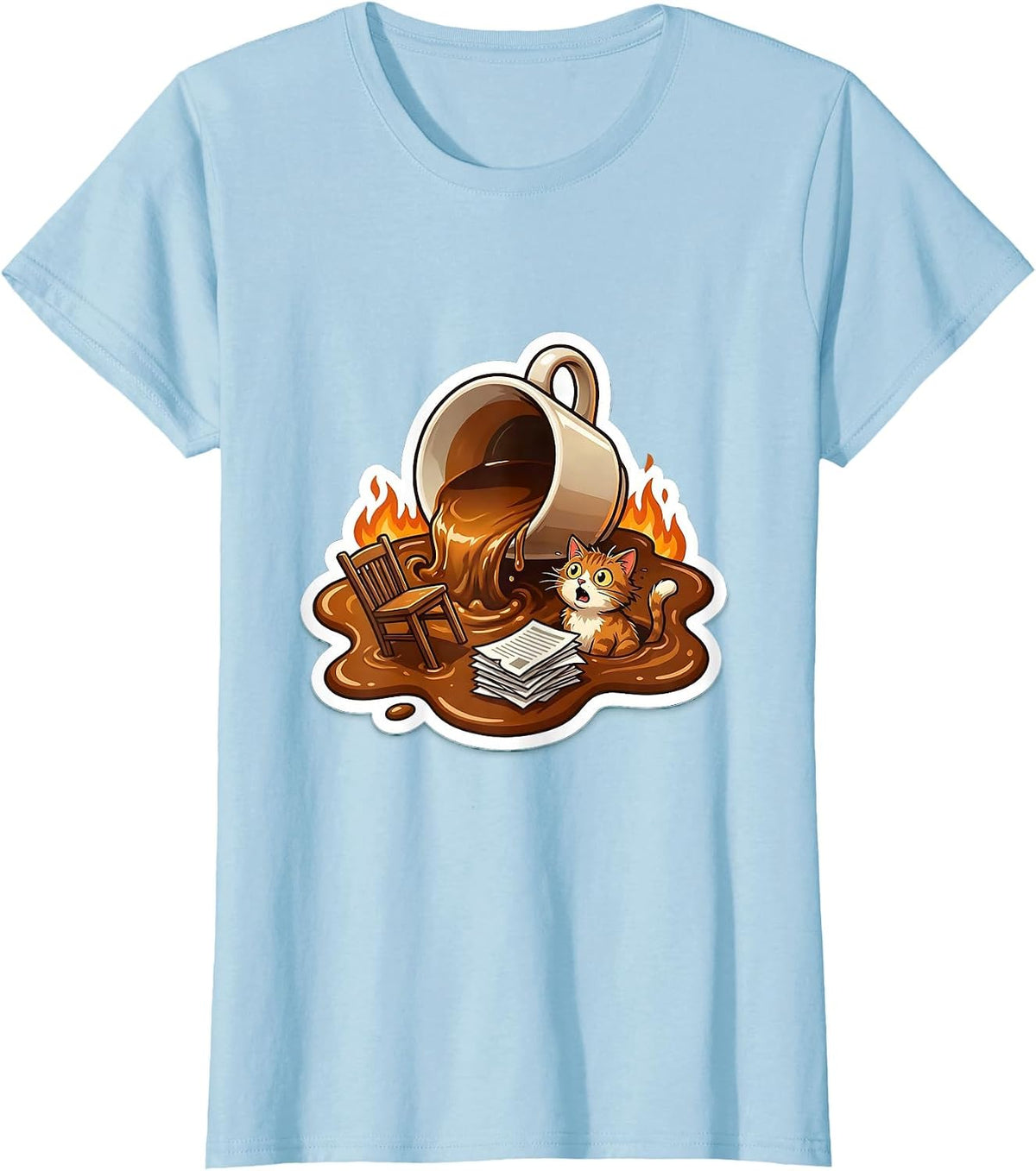 Women's Chaos Coordinator Spilled Coffee Disaster Scene T-Shirt - Baby Blue