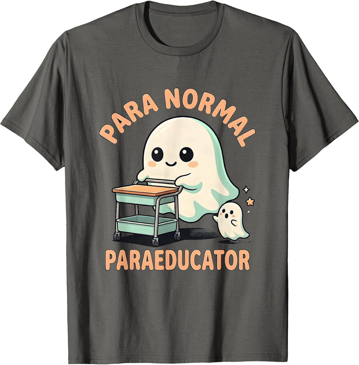 Para Normal Paraeducator Cute Kawaii Ghost Halloween T-Shirt - Asphalt Grey