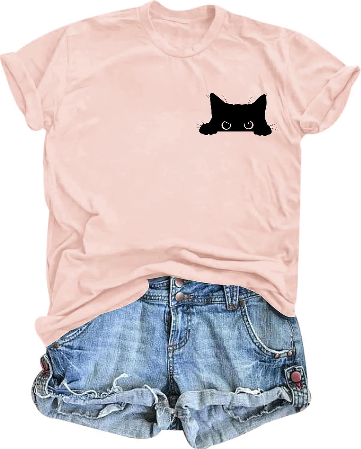 Cat Shirts for Women Funny Black Cat Tshirt Cat Mom Shirt - Pink