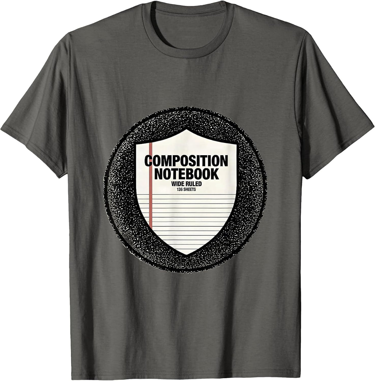 Composition Notebook Wide Ruled 136 Sheets Teacher T-Shirt - Asphalt Grey