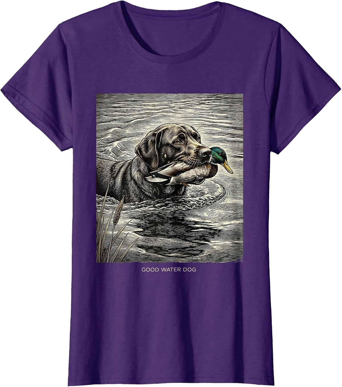 Women's Good Water Dog Vintage Labrador Duck Hunting Local Boy T-Shirt - Purple